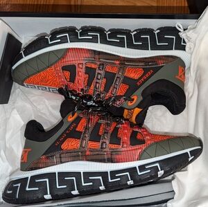NWT Versace Trigreca Italian authentic orange Aztec sneaker with box HTF NIB